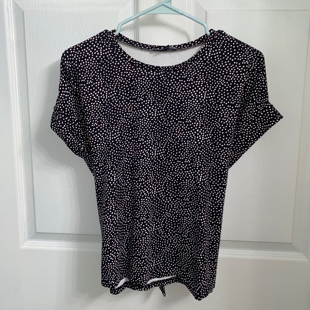 Express Pink Polka Dot Tie Back Shirt
